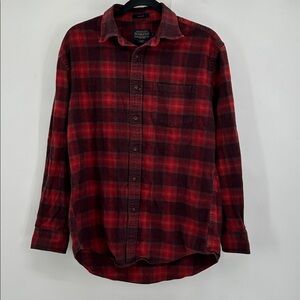 Pendleton Mason Flannel Shirt Button Front Red Plaid Men's Medium